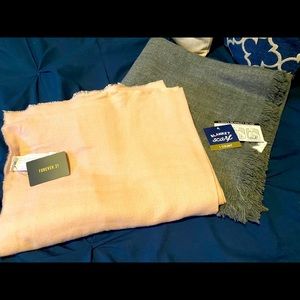 Two new with tags blush and gray blanket scarves